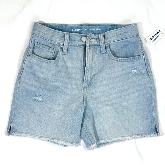 Old Navy Girls High-Waisted Built-In Tough Ripped Jean Midi Shorts-Sz 10-Light - Picture 1 of 9